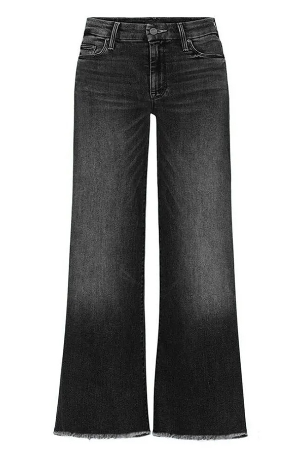 Stylish Raw-edge Mid-rise Pocket Stretch Straight-leg Jeans-consonak