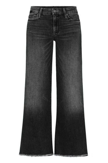 Stylish Raw-edge Mid-rise Pocket Stretch Straight-leg Jeans-consonak