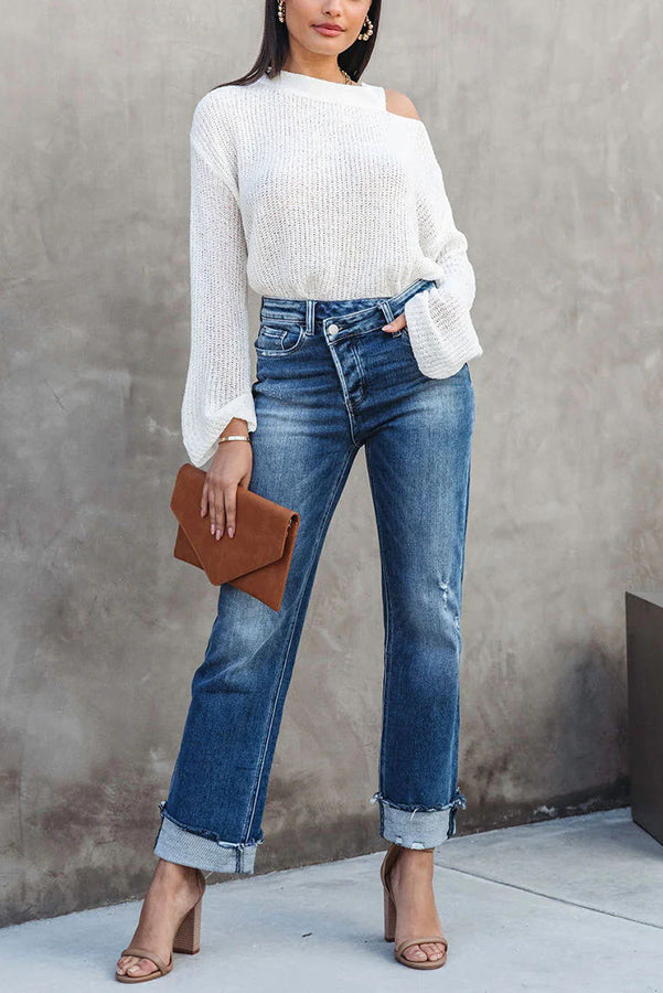 Destiny Stretch High Rise Cross Over Jeans-consonak