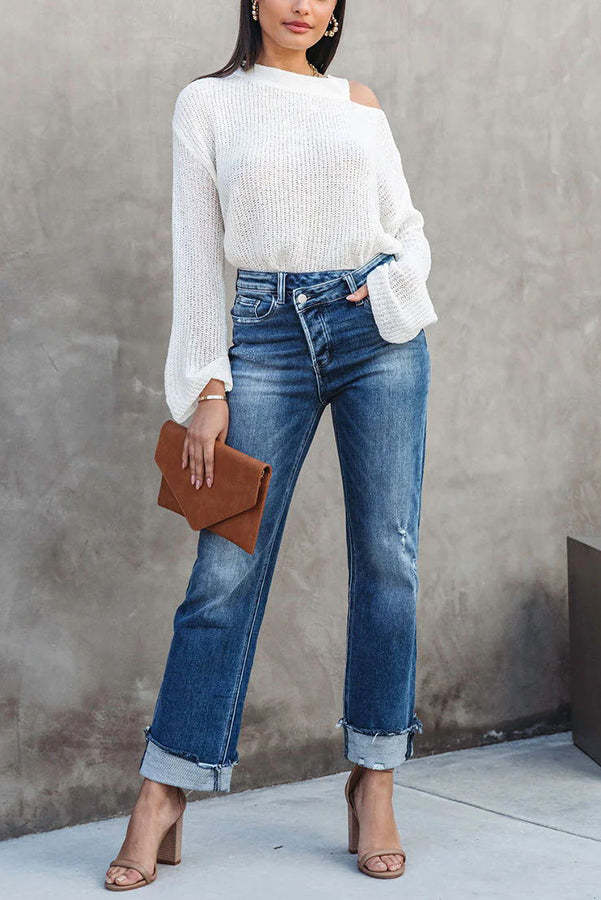 Destiny Stretch High Rise Cross Over Jeans-consonak