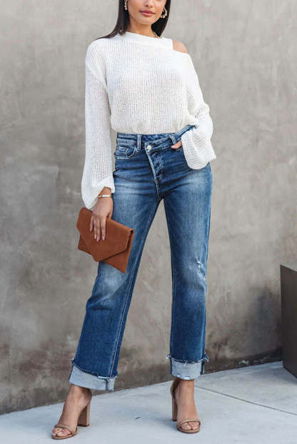 Destiny Stretch High Rise Cross Over Jeans-consonak