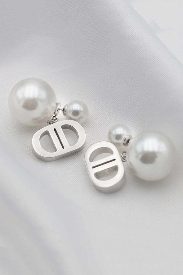 Vintage Double D Shape Pearl Earrings-consonak