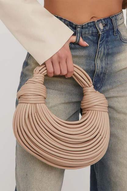 Faux Leather Knotted Detail Lace-up Shoulder Bag-consonak