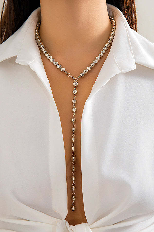 Vintage Beaded Chain Tassel Necklace-consonak