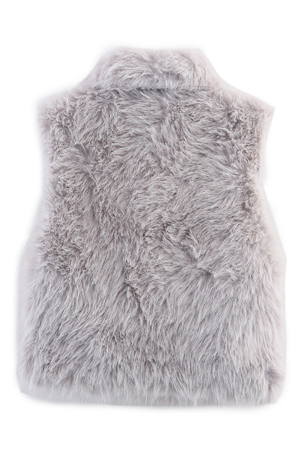 Stylish Collared Sleeveless Short Faux Fur Vest-consonak