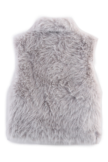 Stylish Collared Sleeveless Short Faux Fur Vest-consonak