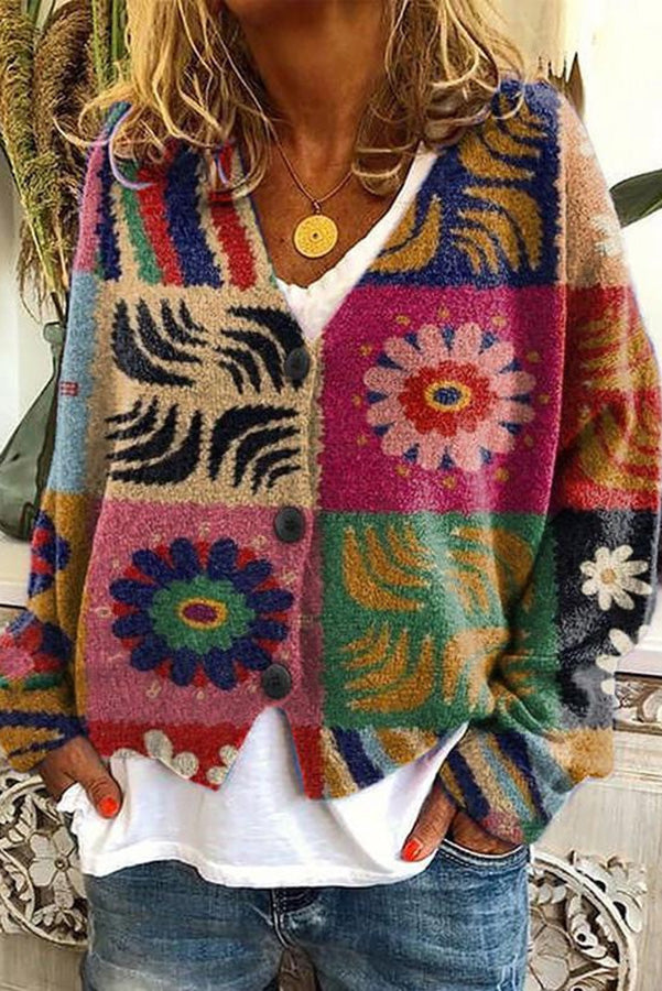 Knitted Long Sleeved Cardigan with Fun Printed Buttons | Consonak