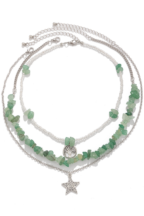 Ethnic Style Stacked Gravel Beaded Necklace-consonak