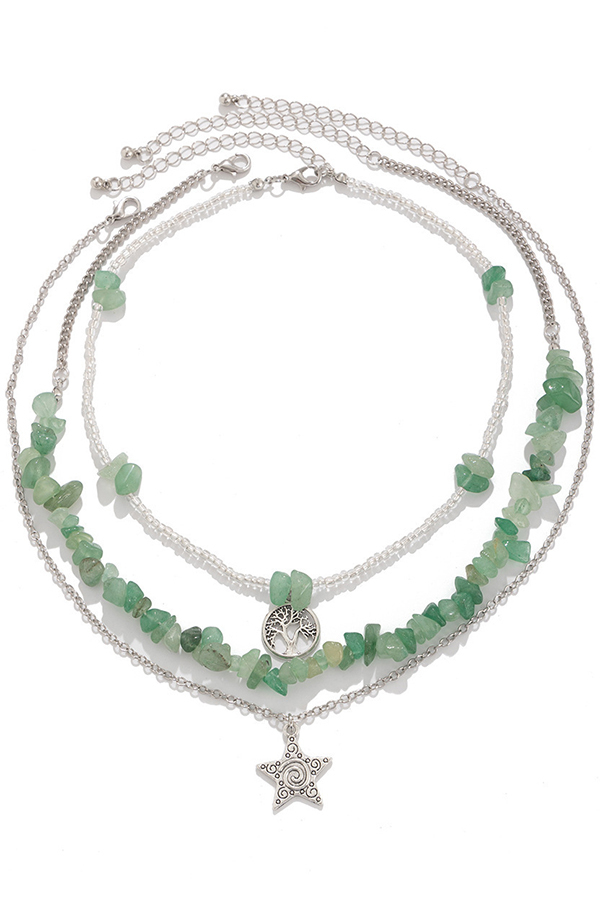 Ethnic Style Stacked Gravel Beaded Necklace-consonak