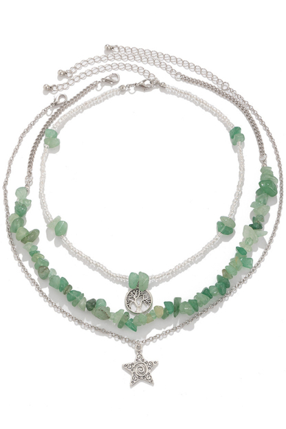 Ethnic Style Stacked Gravel Beaded Necklace-consonak