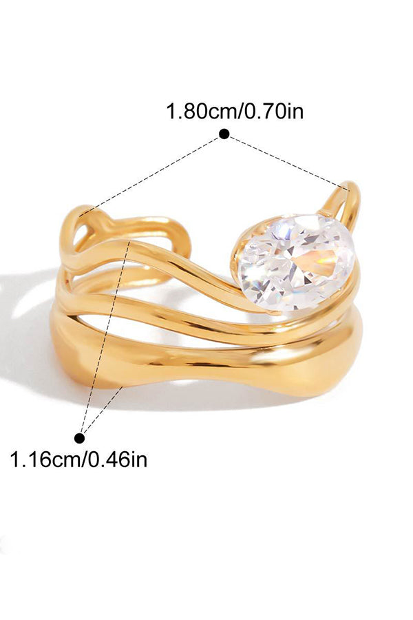 Elegant Zircon Geometric Titanium Steel Ring-consonak