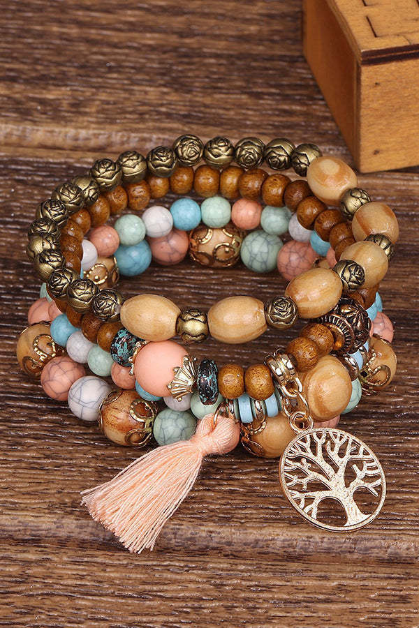 Bohemian Multi-layered Wood Beaded Bracelet-consonak