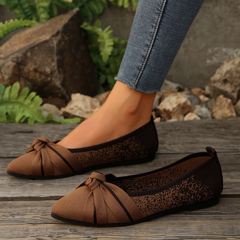 Fashionable Bow Colorblock Casual Flats-consonak