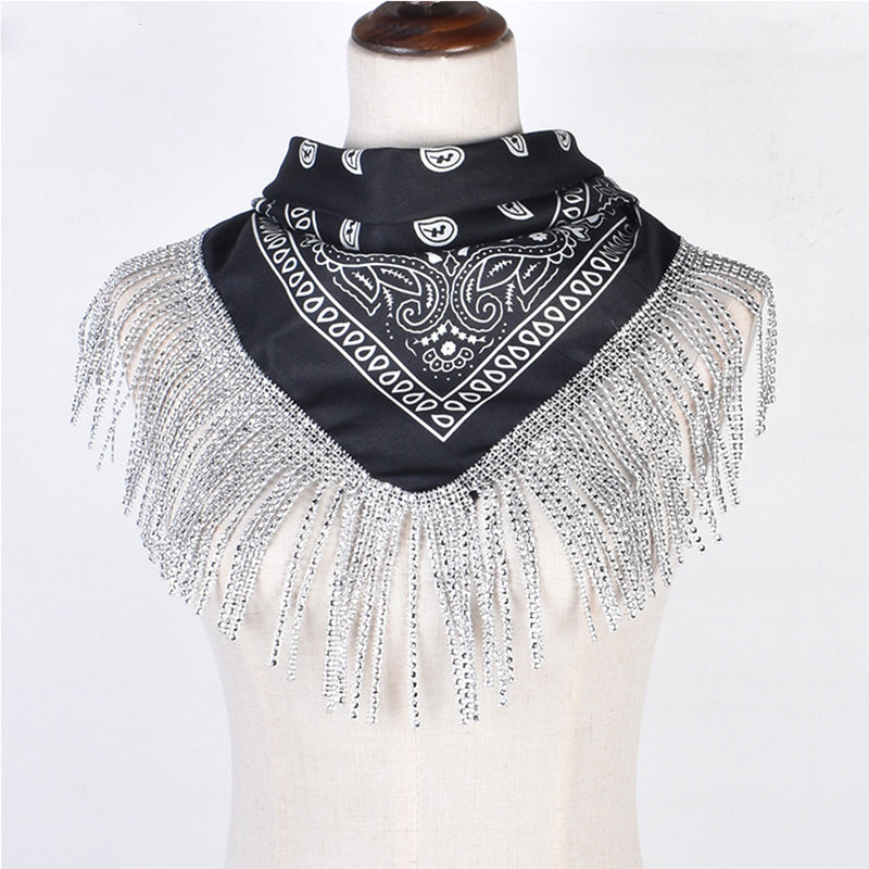 British Retro Diamond Tassel Square Scarf | Consonak