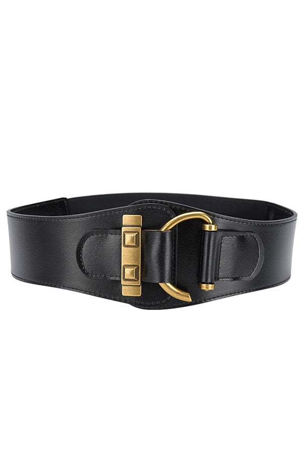 Retro Style Waist-hugging Wide Leather Belt-consonak