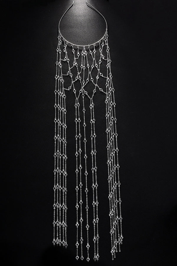 Fashionable and Light Luxury Rhinestone Tassel Headband-consonak