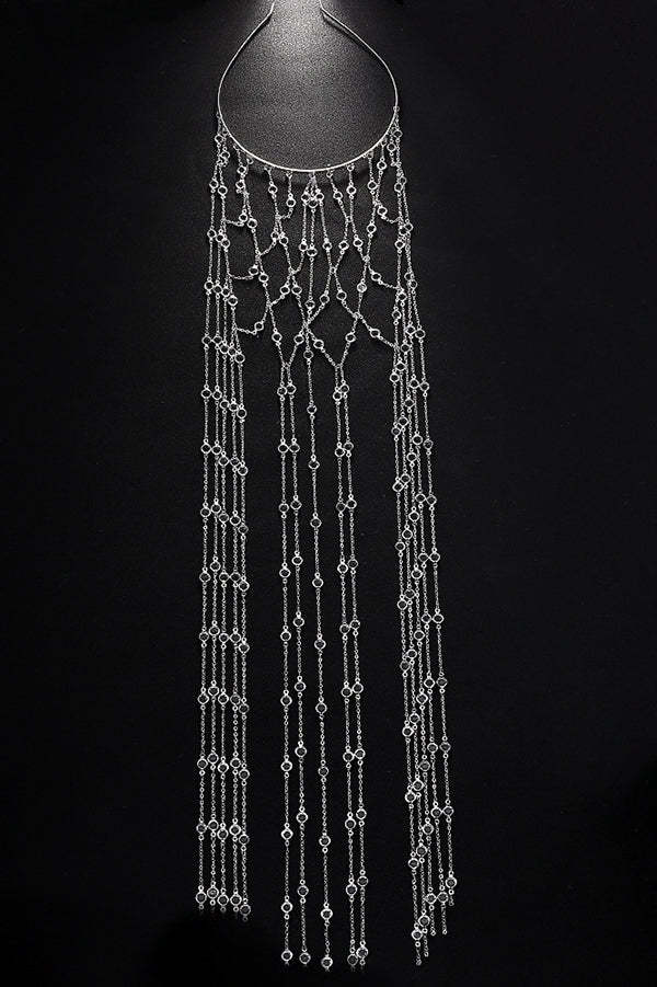 Fashionable and Light Luxury Rhinestone Tassel Headband-consonak