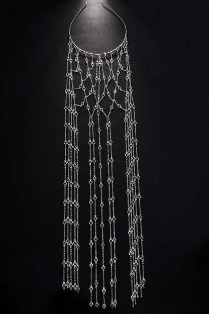 Fashionable and Light Luxury Rhinestone Tassel Headband-consonak