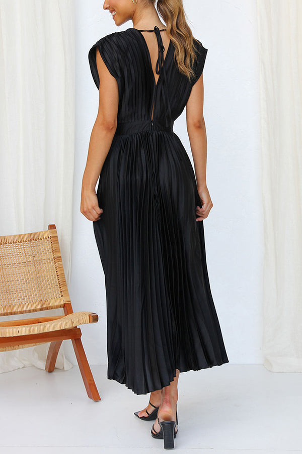 Hello Gorgeous Satin Pleated Party Midi Dress-consonak