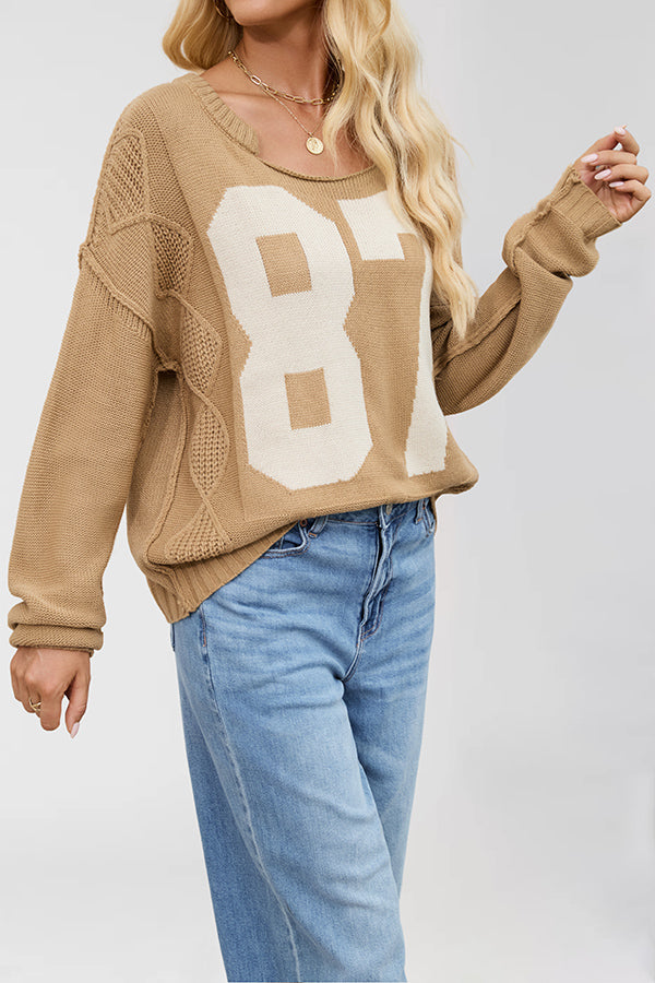Fashionable Digital Jacquard Loose Long-sleeved Knit Sweater | Consonak