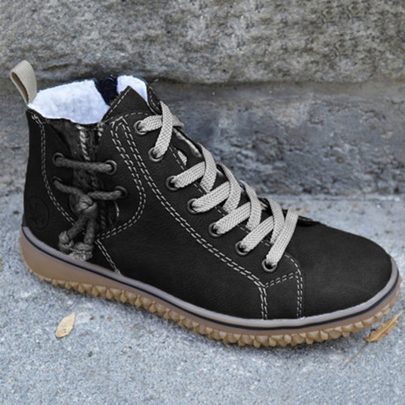 Fashionable Flat Lace-up Padded Martin Boots-consonak