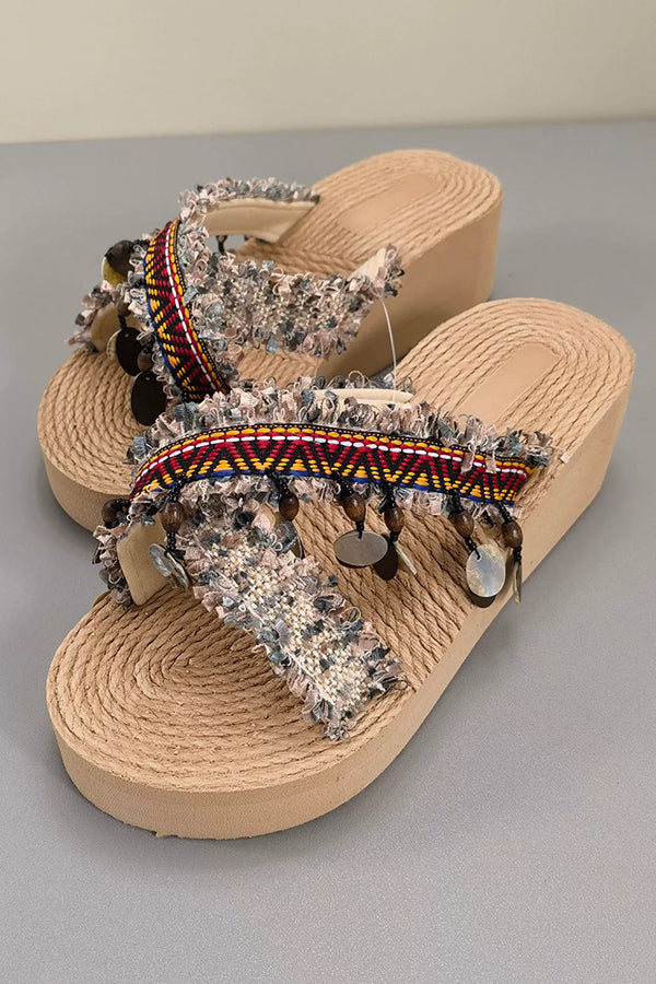 Bohemian Ethnic Style Tassel Beach Shoes-consonak