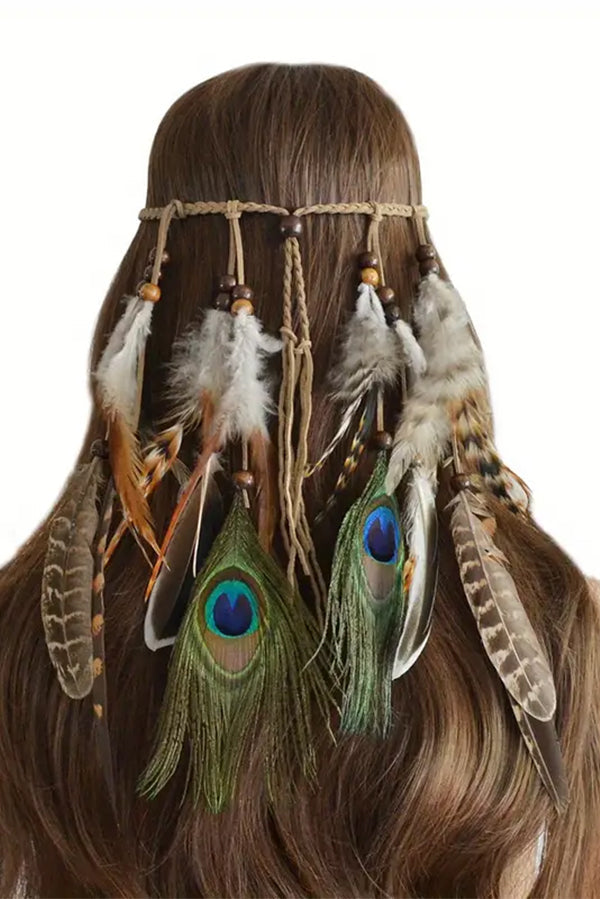 Bohemian Peacock Feather Headband | Consonak