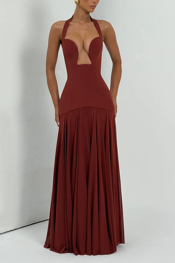 Seraphina Deep V Maxi Dress-Consonak