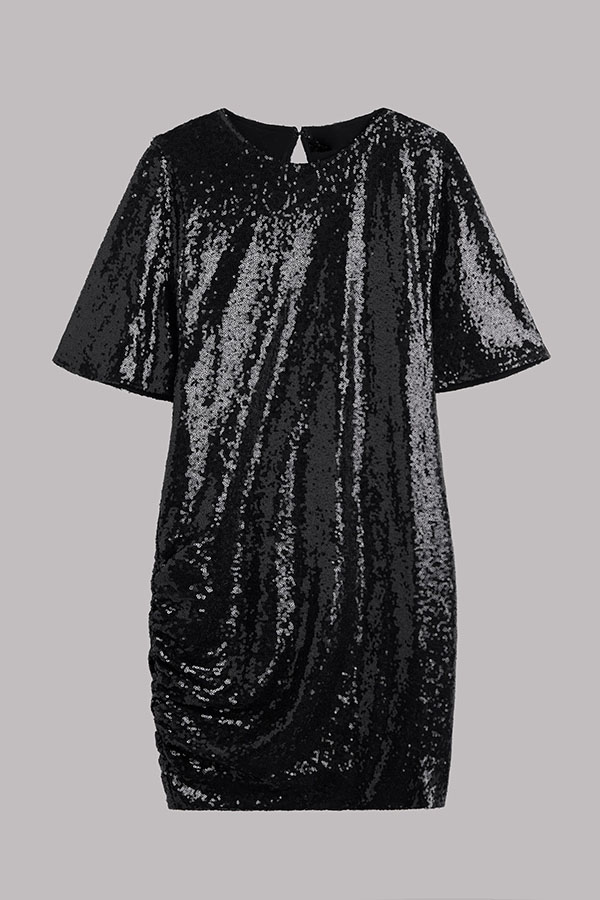 Countdown Celebration Sequin Short Bell Sleeve Open Back Ruched Mini Dress-consonak