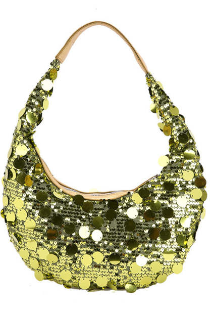 Large Sequin Embellished Zipper Shoulder Bag-consonak