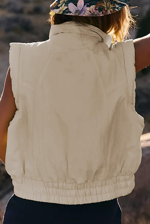 Versatile Stand Collar Button Sleeveless Loose Pocket Casual Vest Jacket-consonak