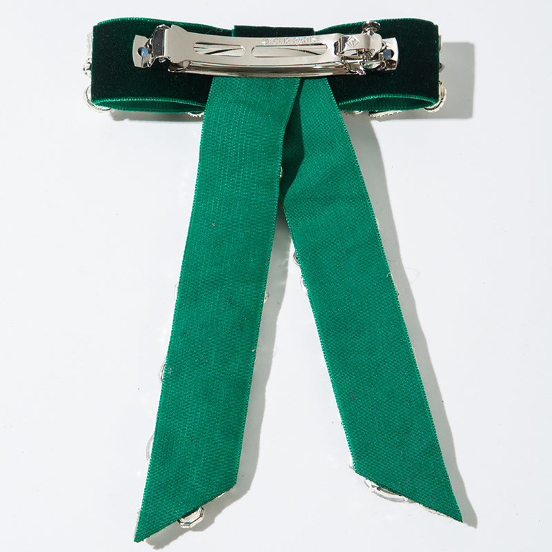 Luxurious Diamond-filled Velvet Bow Spring Clip Headdress-consonak