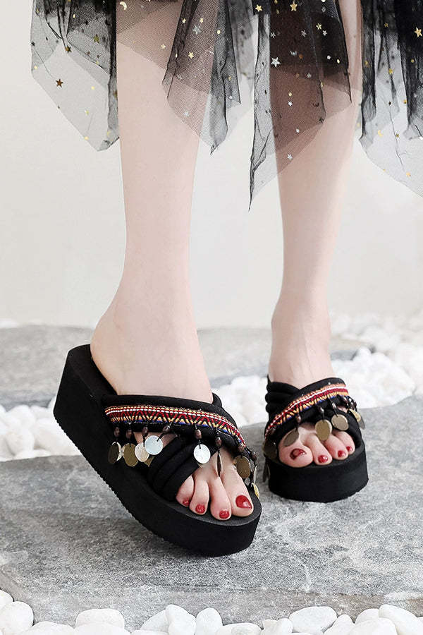 Bohemian Ethnic Style Tassel Beach Shoes-consonak