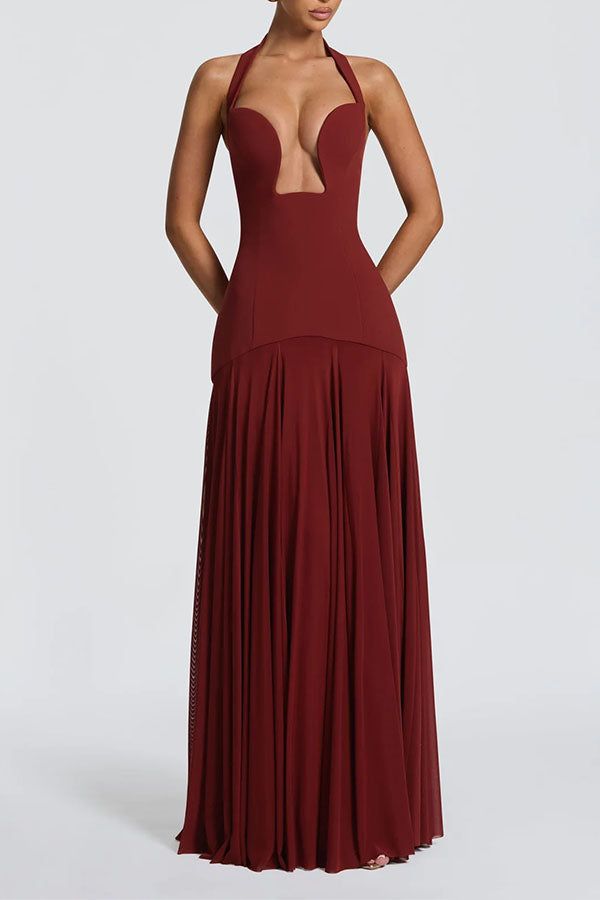 Seraphina Deep V Maxi Dress-Consonak