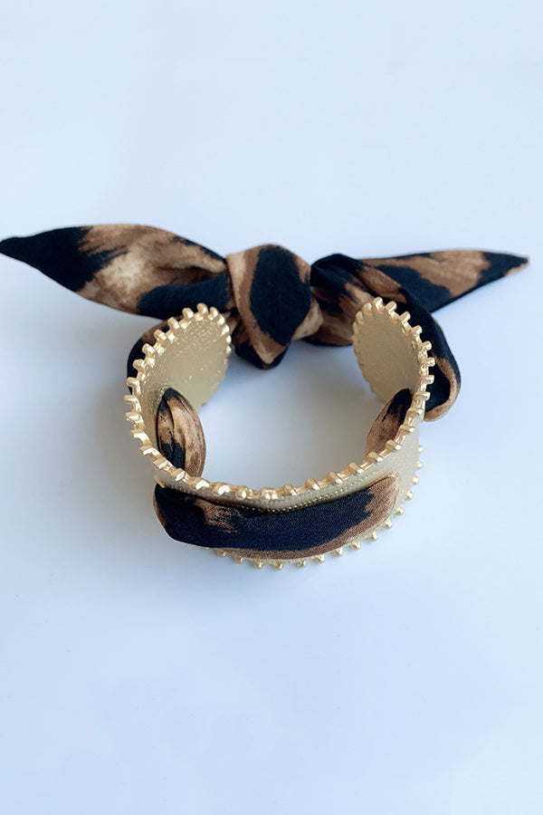 Matte Open Bracelet with Vintage Scarf-consonak