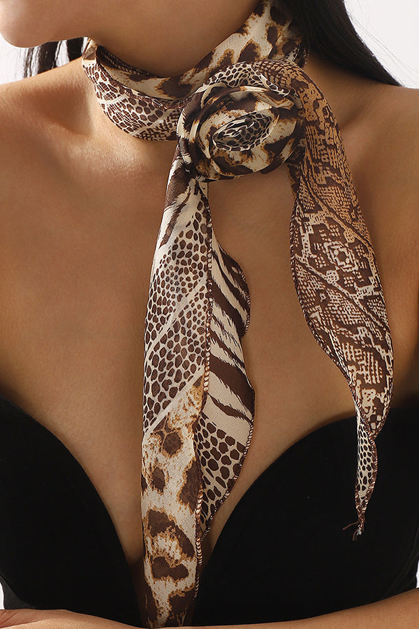 Fashionable and Versatile Leopard Print Polka Dot Rose Scarf | Consonak