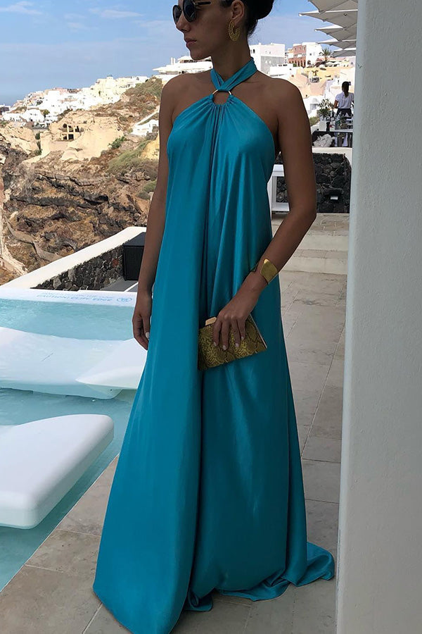 Classy and Fabulous Satin Halter Backless Party/Vocation Maxi Dress | Consonak