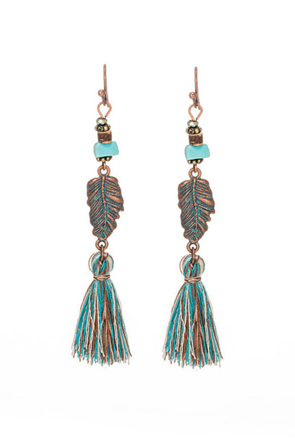 Fashionable Hollow Carved Alloy Tassel Retro Earrings-consonak
