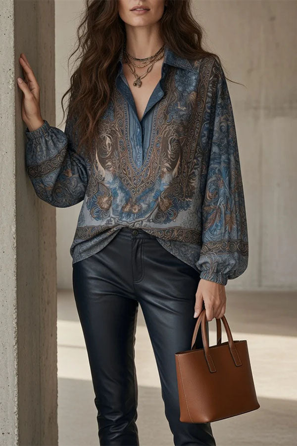 Paisley Jacquard Marble Satin Shirt-Consonak