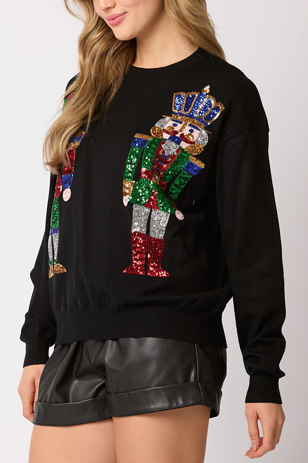 Christmas Soldier Sequined Fashion Casual Sweatshirt-consonak