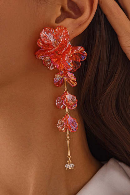 Fashionable Tassel Floral Mermaid Pearlescent Earrings-consonak