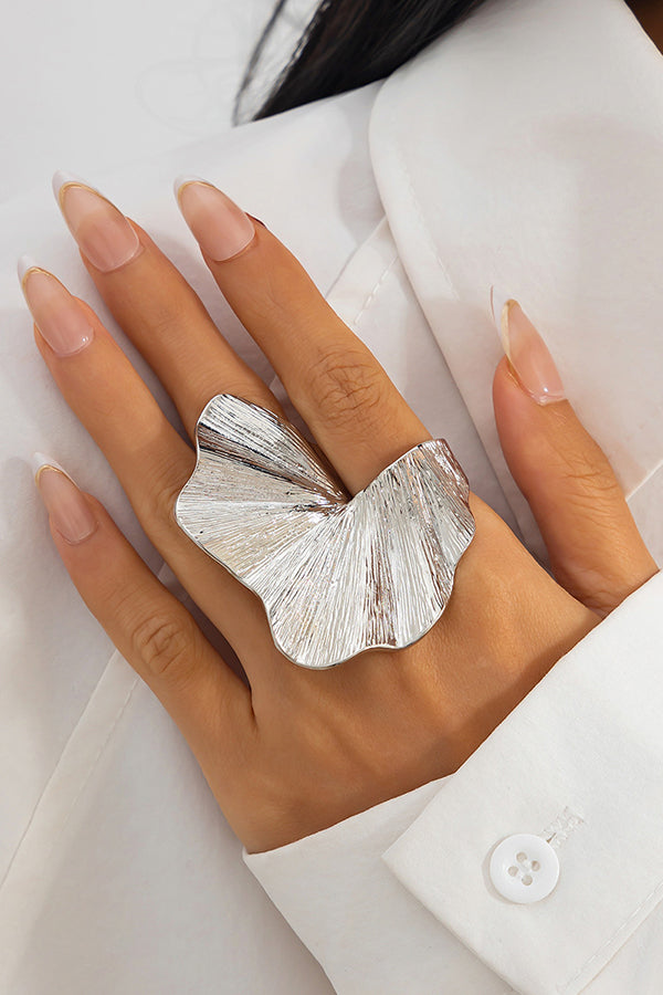 Fashion Irregular Ginkgo Leaf Shape Alloy Ring-consonak