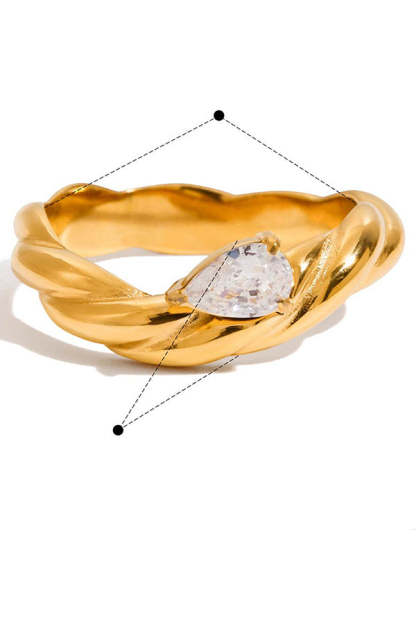 Fashion Stainless Steel Zircon Ring-consonak