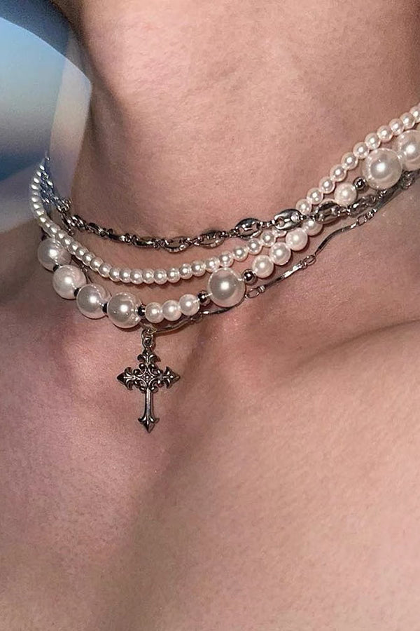 Fashionable Iris Elegant Silver Pearl Necklace-consonak