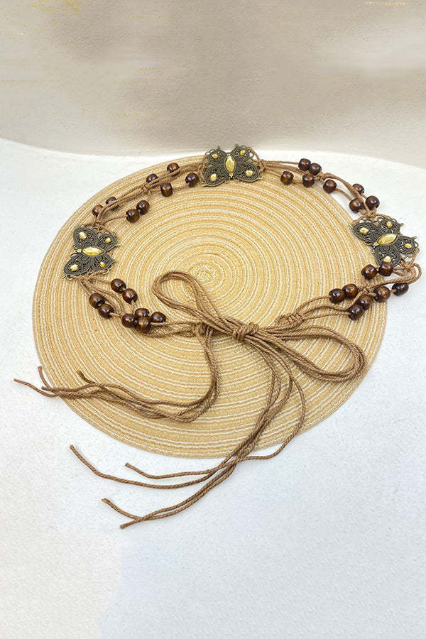 Bohemian Metallic Butterfly Handwoven Belt-consonak
