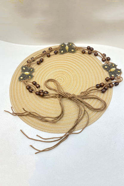 Bohemian Metallic Butterfly Handwoven Belt-consonak