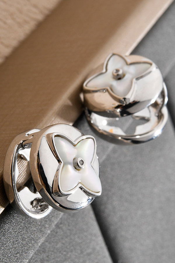 Fashionable Shell Light Luxury Metal Button Earrings-consonak