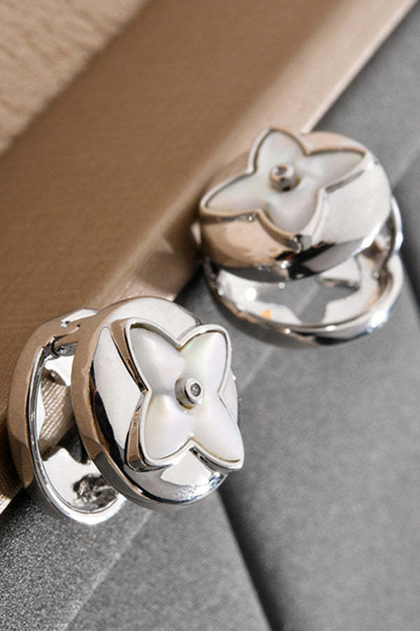 Fashionable Shell Light Luxury Metal Button Earrings-consonak