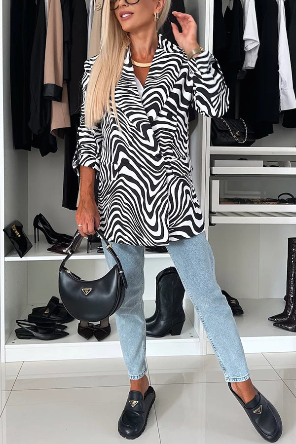 Choose Unique Leopard Print Lapel Long Sleeve Relaxed Blazer-consonak
