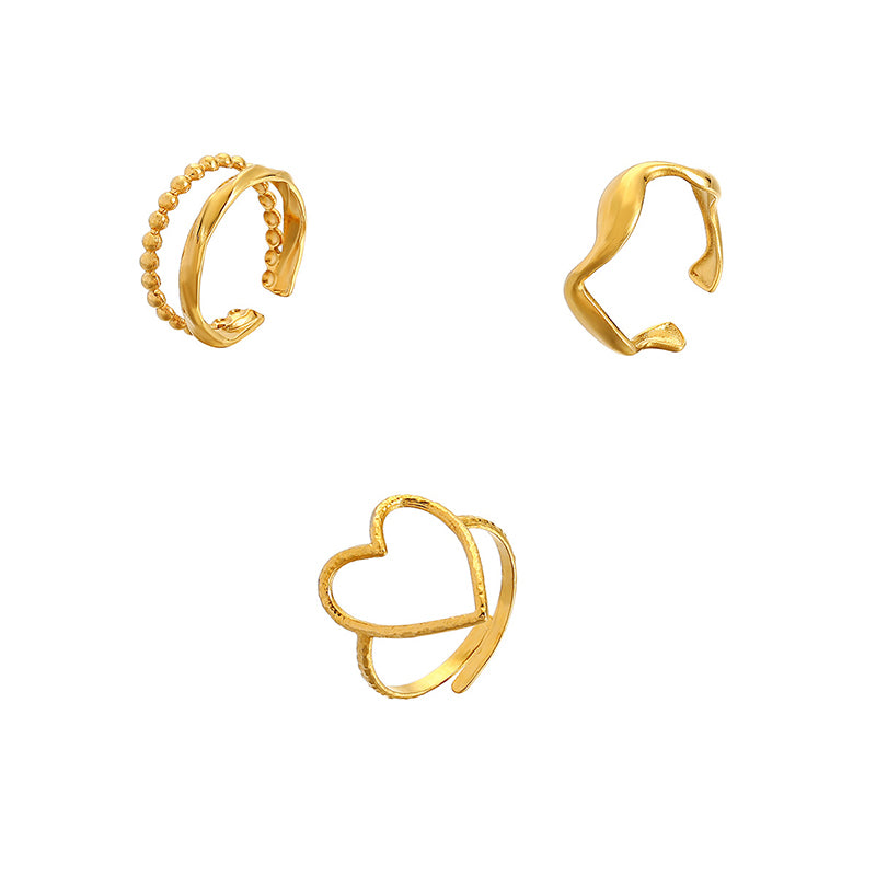 Personalized Hollow Line Heart-shaped Adjustable Ring-consonak